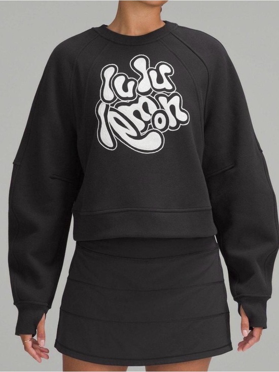 lululemon athletica Tops - Lululemon Scuba Oversized Pullover Embroidered Wordmark Black/White size S/M